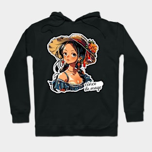 Cinco de mayo adorable anime girl with sumbrero flower Hoodie